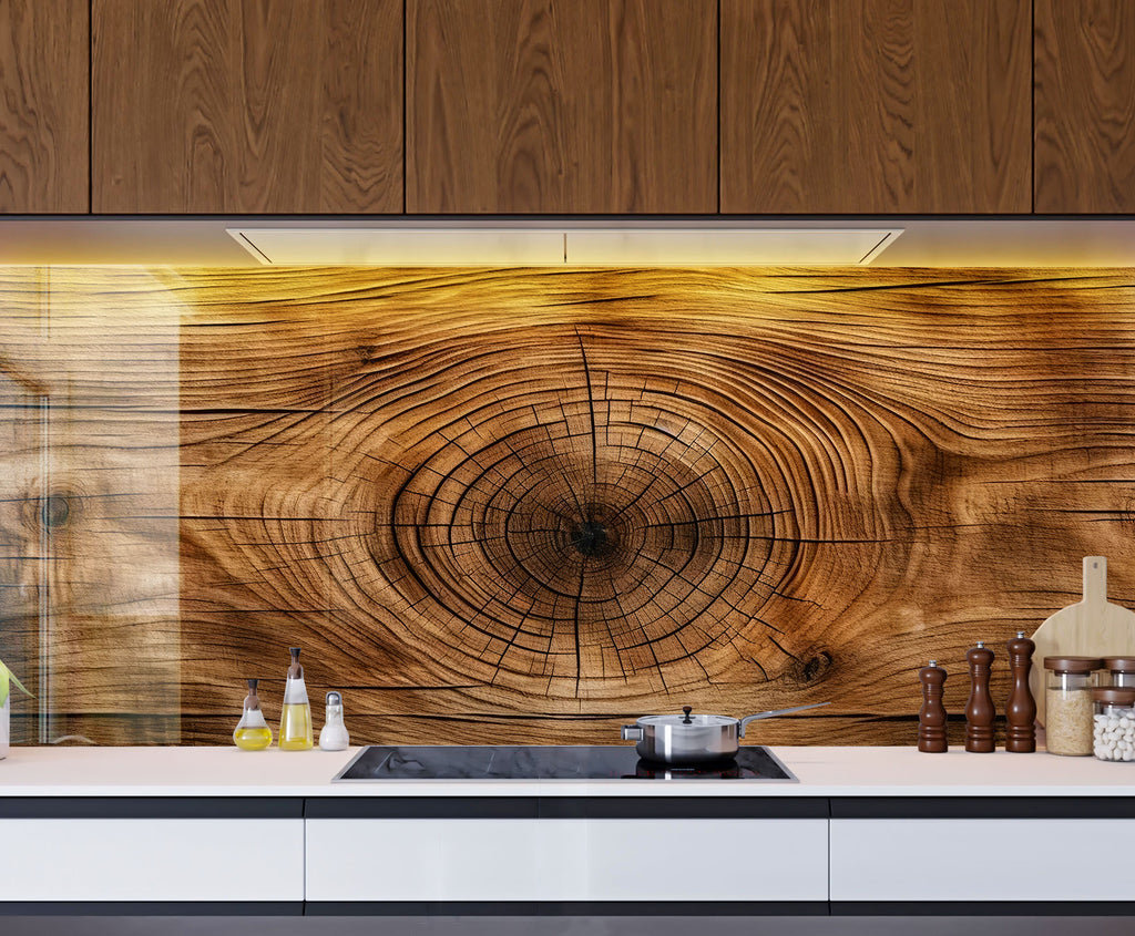 Natural Wood Grain - Glass Kitchen Backsplash-BacksplashArtworks