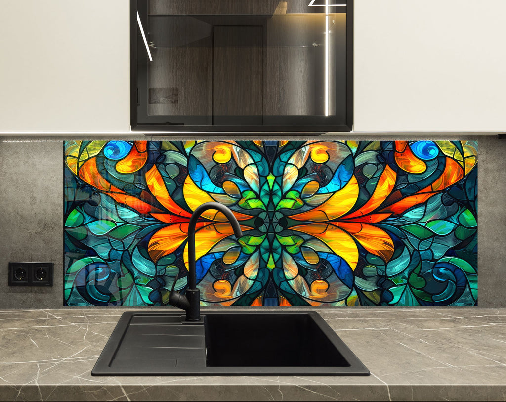 Radiant Stained - Glass Kitchen Backsplash-BacksplashArtworks