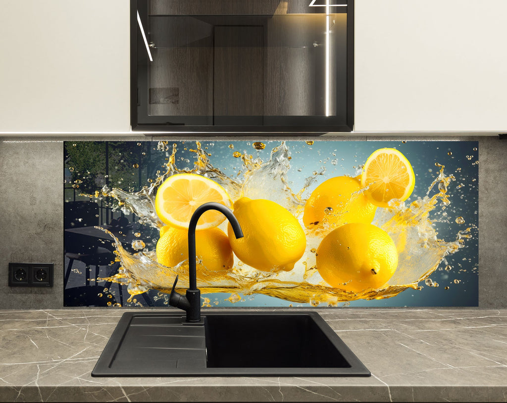 Lemon Splash Glass Kitchen Backsplash – Refreshing Citrus Design-BacksplashArtworks