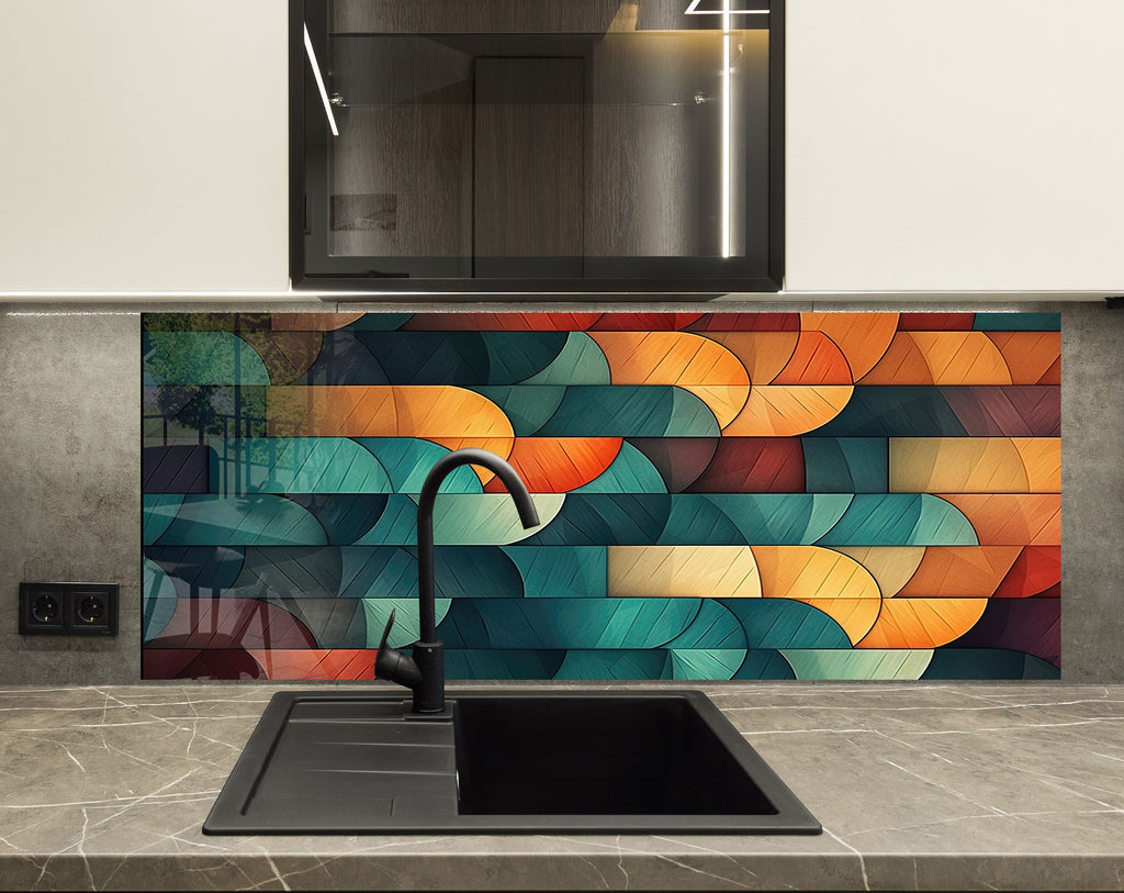 Copper Tulip Symphony - Glass Kitchen Backsplash-BacksplashArtworks