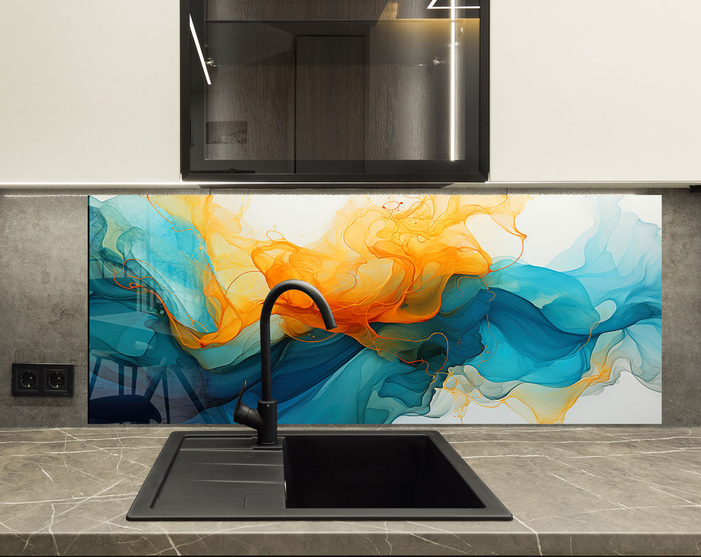 Abstract Tempered Glass Backsplash-BacksplashArtworks