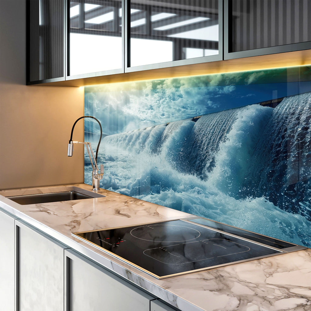 Majestic Waterfall Power Wall Art - Tempered Glass Kitchen Backsplash-BacksplashArtworks