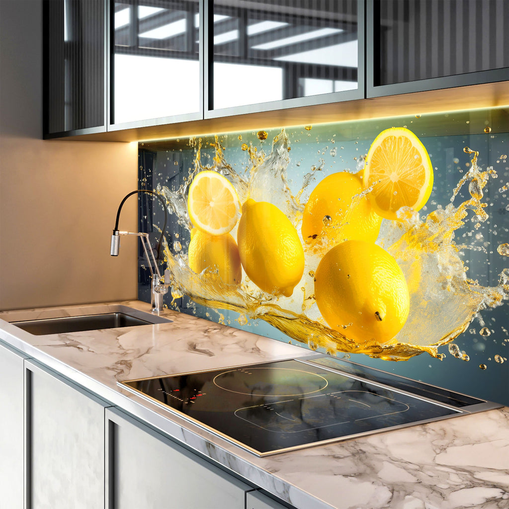 Lemon Splash Glass Kitchen Backsplash – Refreshing Citrus Design-BacksplashArtworks