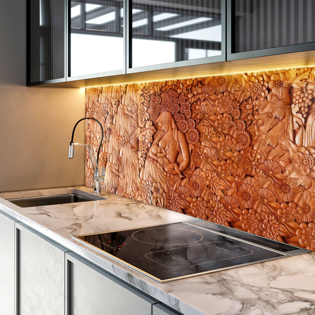 Eternal Motherhood - Glass Kitchen Backsplash-BacksplashArtworks