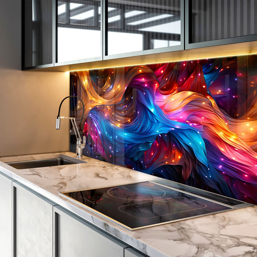 Cosmic Flow – Tempered Glass Kitchen Backsplash-BacksplashArtworks