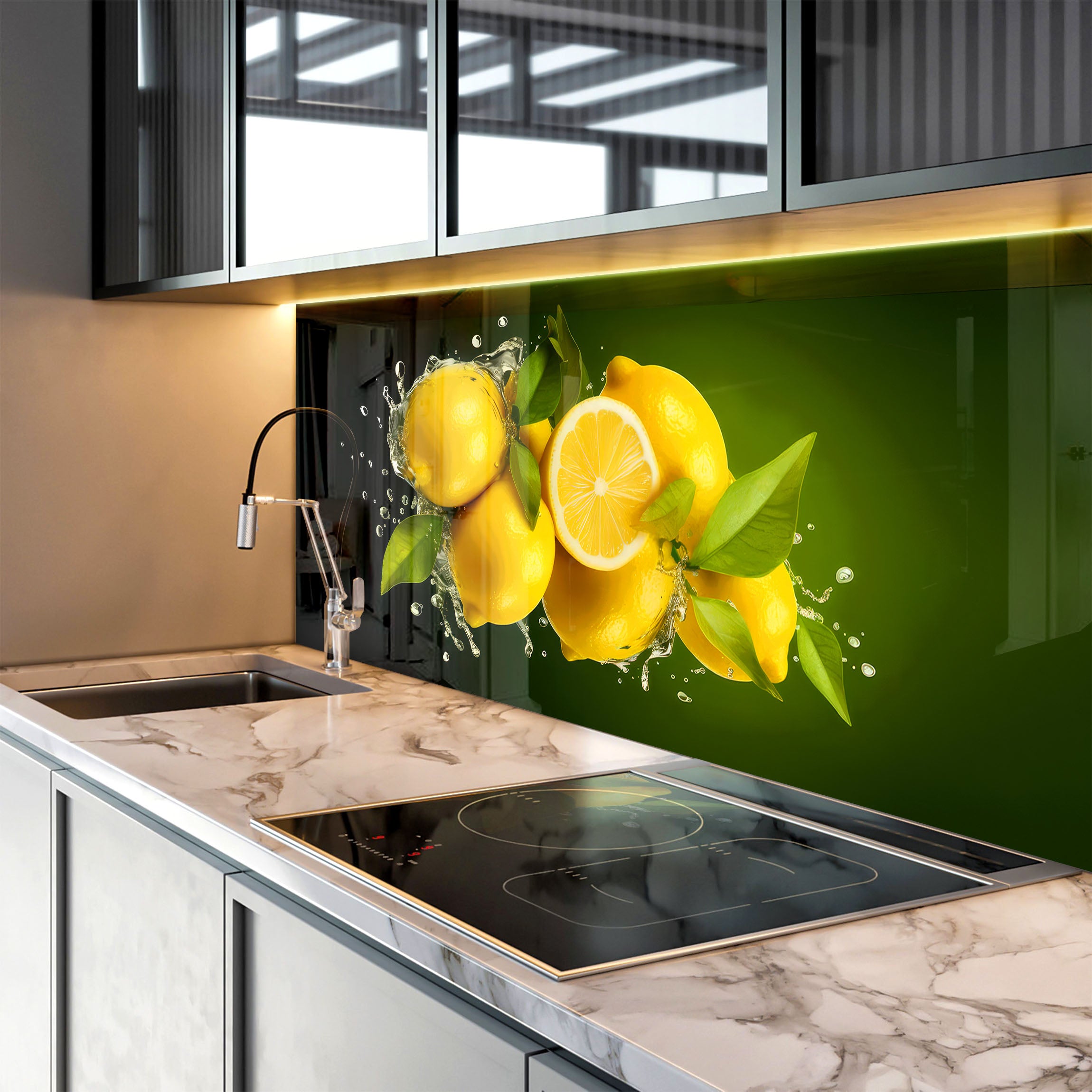 Lemon Splashbacks Lemon Splash Glass Kitchen Backsplash | Backsplash Artworks ...