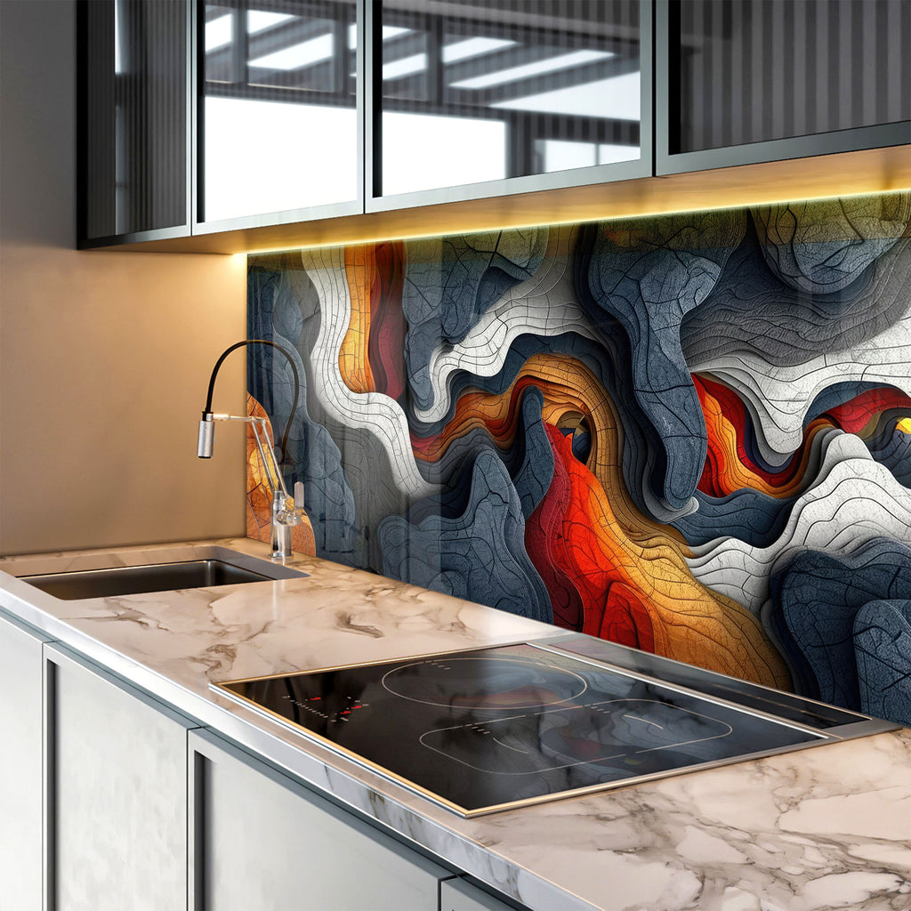 Abstract Tempered Glass Backsplash-BacksplashArtworks