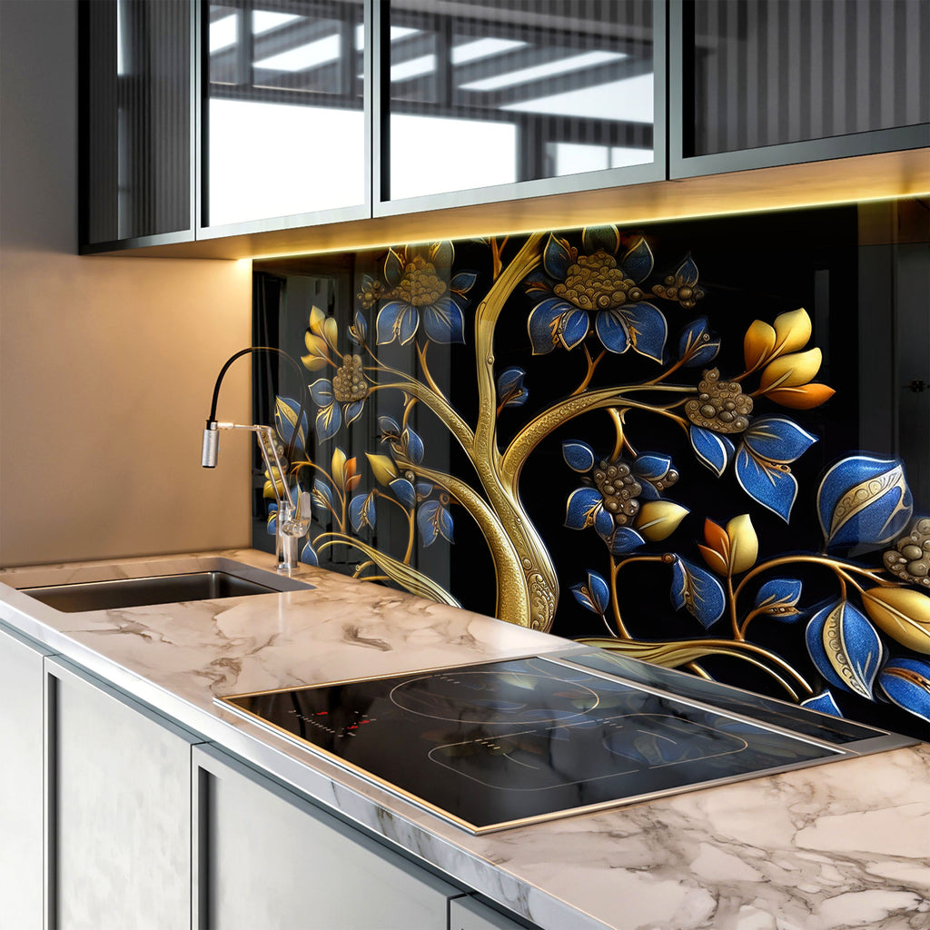 Royal Tree of Life - Glass Kitchen Backsplash-BacksplashArtworks