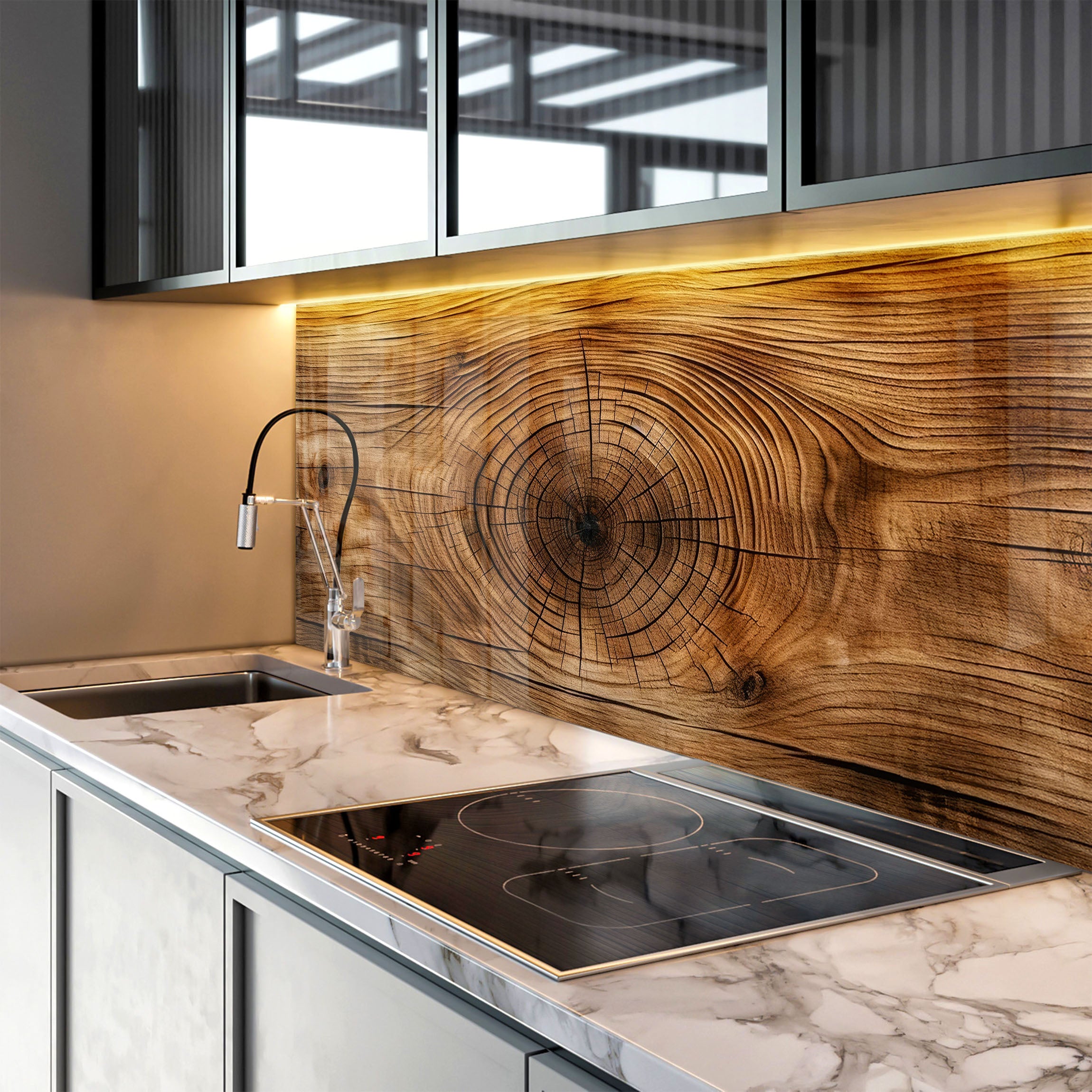 Natural Wood Grain Glass Backsplash | Backsplash Artworks ...