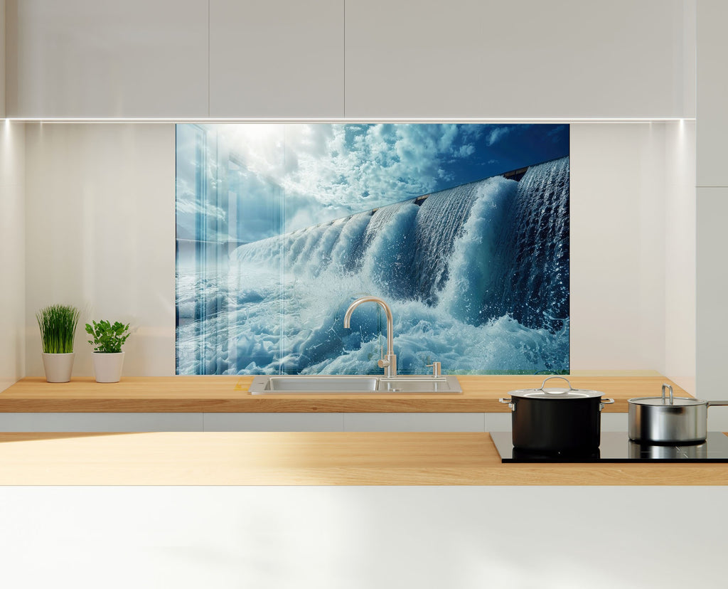 Majestic Waterfall Power Wall Art - Tempered Glass Kitchen Backsplash-BacksplashArtworks