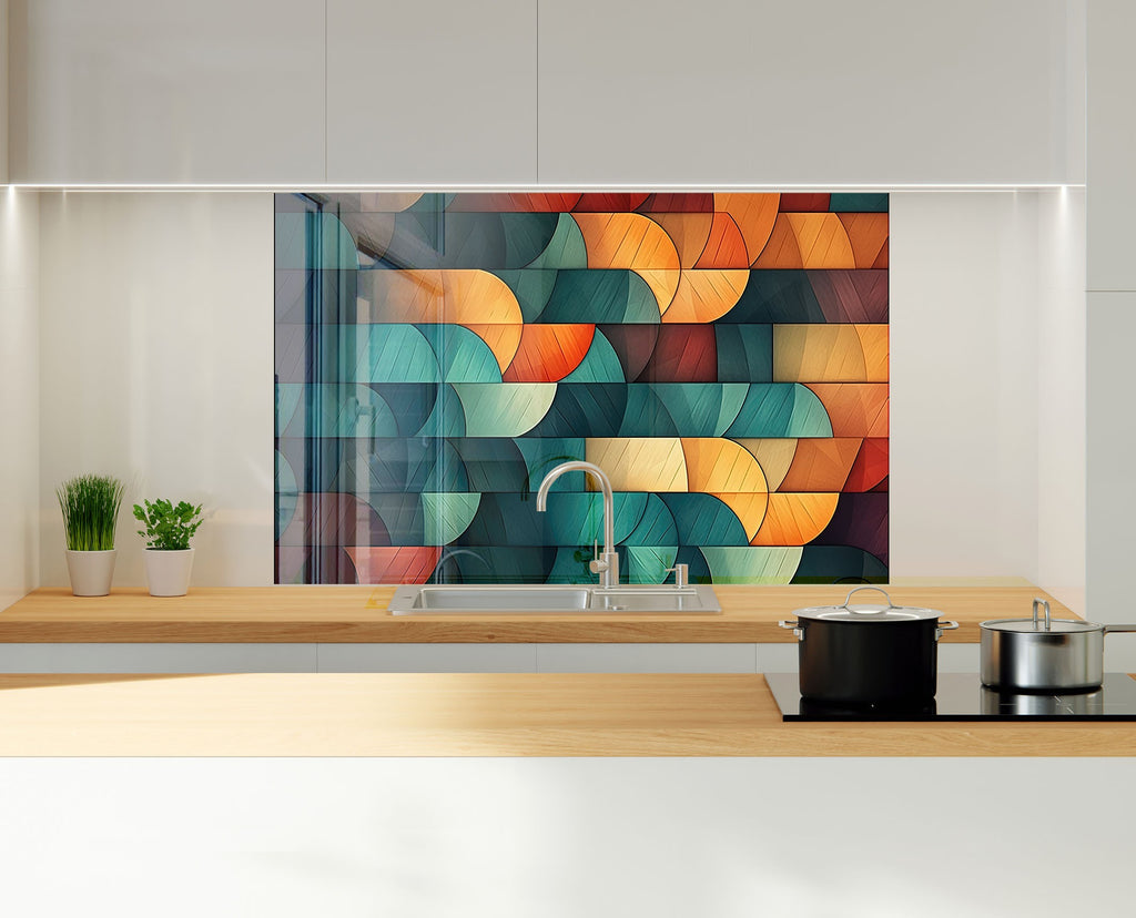 Copper Tulip Symphony - Glass Kitchen Backsplash-BacksplashArtworks