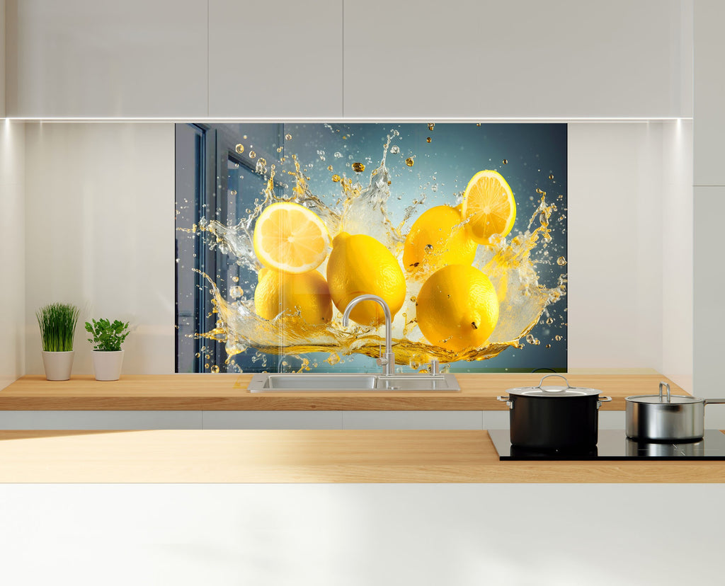 Lemon Splash Glass Kitchen Backsplash – Refreshing Citrus Design-BacksplashArtworks