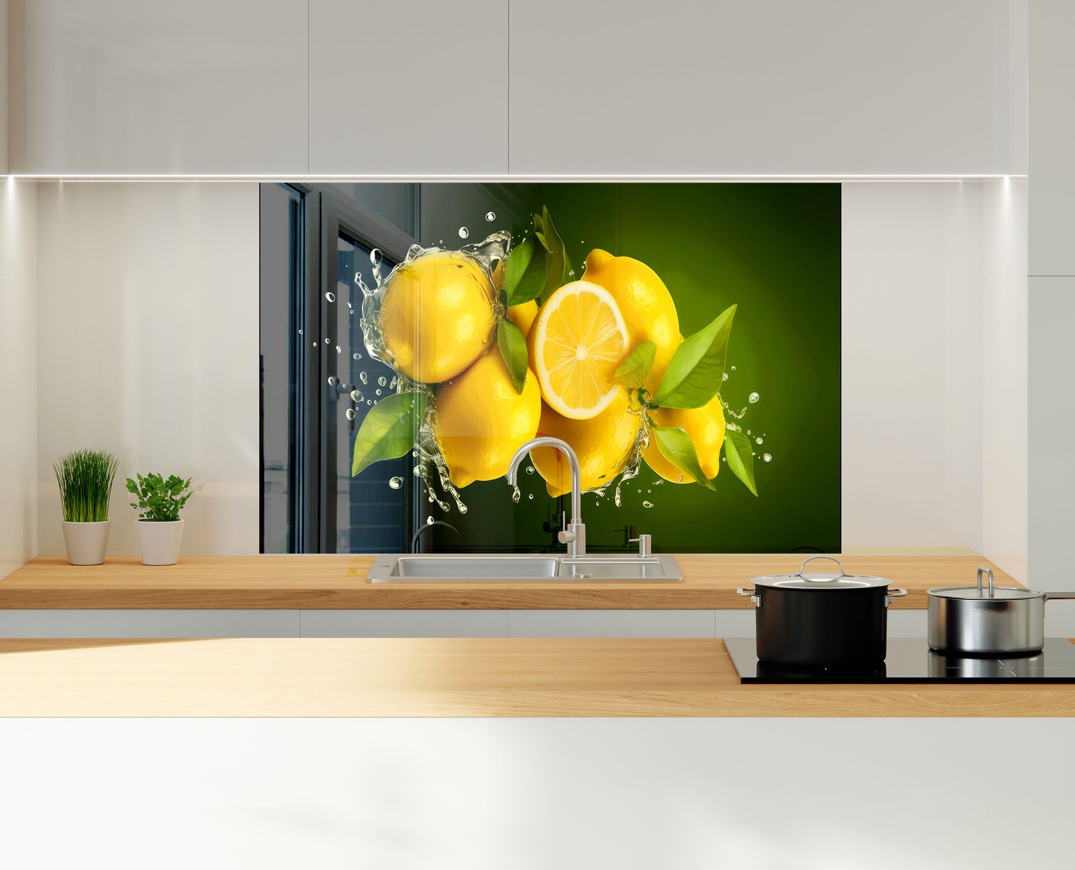 Lemon Splashbacks Lemon Splash Glass Kitchen Backsplash | Backsplash Artworks ...