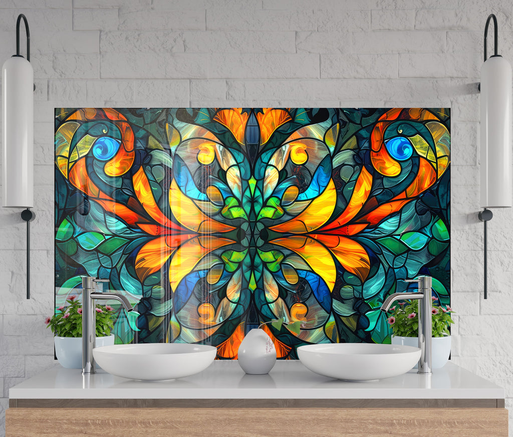Radiant Stained - Glass Kitchen Backsplash-BacksplashArtworks