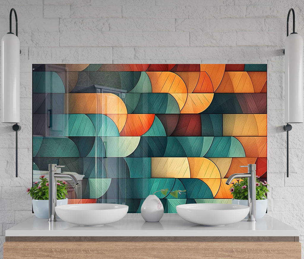 Copper Tulip Symphony - Glass Kitchen Backsplash-BacksplashArtworks