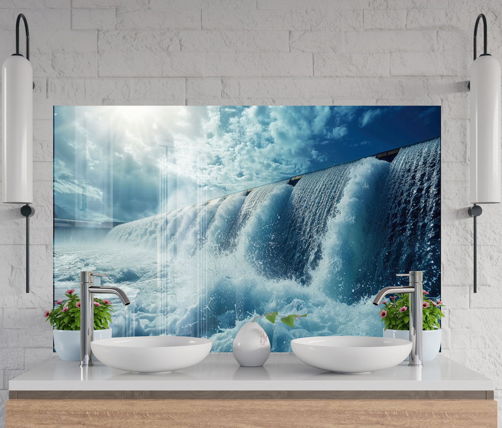 Majestic Waterfall Power Wall Art - Tempered Glass Kitchen Backsplash-BacksplashArtworks