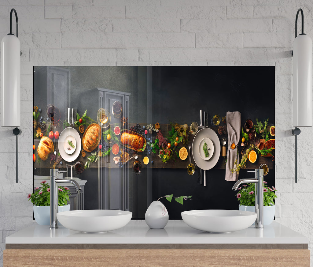 Gourmet Feast – Glass Kitchen Backsplash-BacksplashArtworks