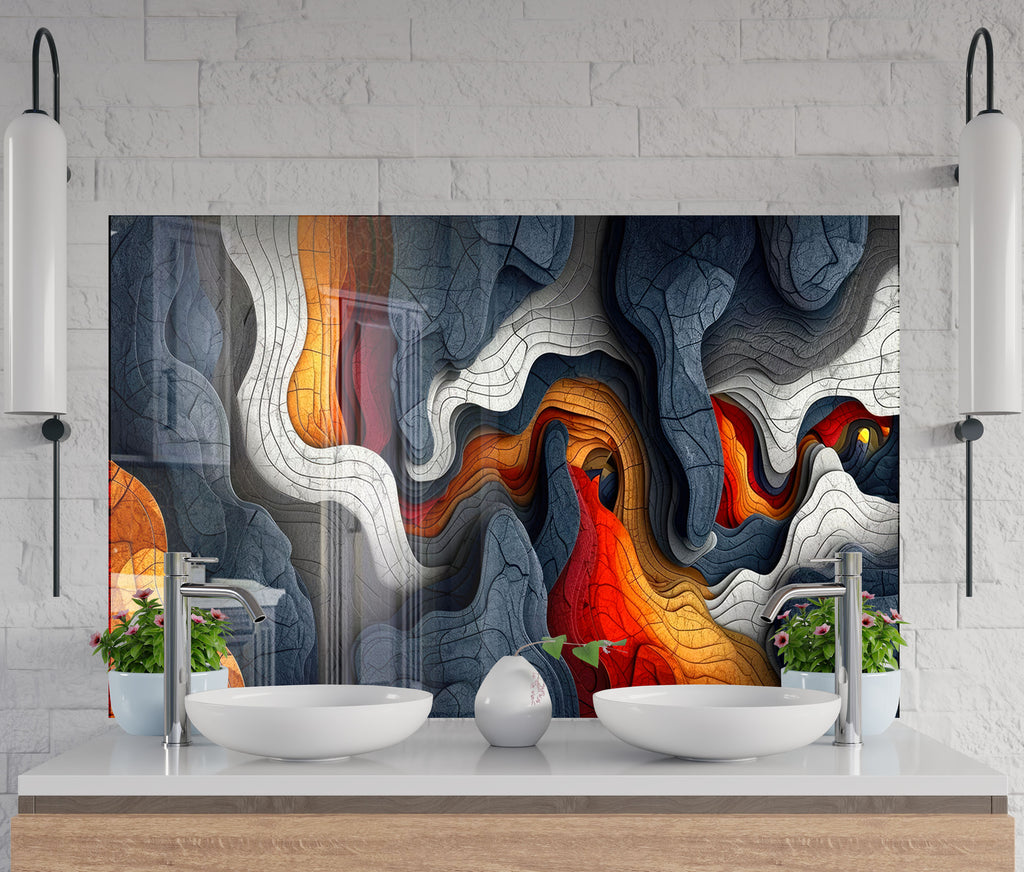 Abstract Tempered Glass Backsplash-BacksplashArtworks