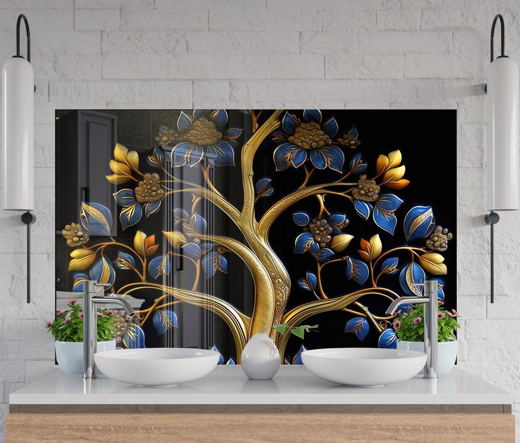 Royal Tree of Life - Glass Kitchen Backsplash-BacksplashArtworks