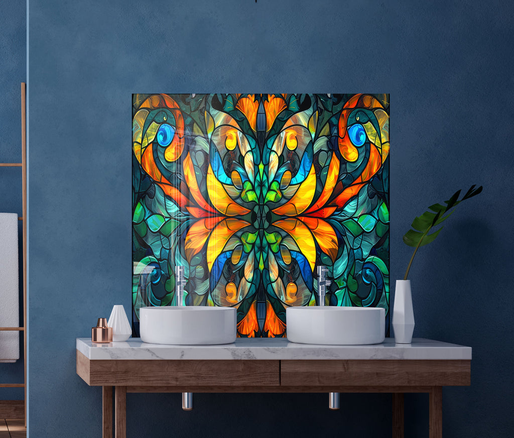 Radiant Stained - Glass Kitchen Backsplash-BacksplashArtworks