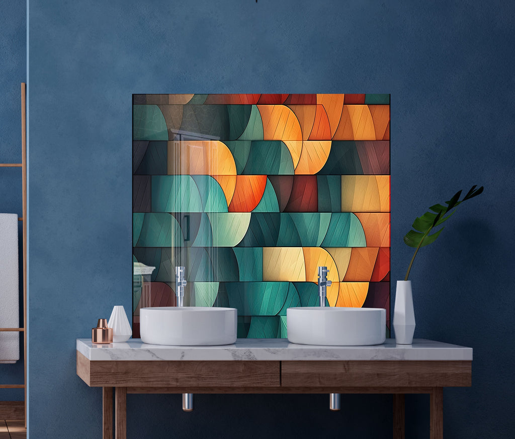 Copper Tulip Symphony - Glass Kitchen Backsplash-BacksplashArtworks