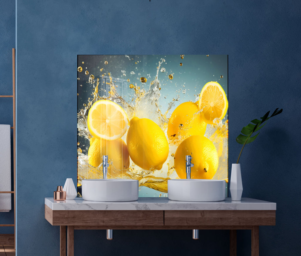 Lemon Splash Glass Kitchen Backsplash – Refreshing Citrus Design-BacksplashArtworks