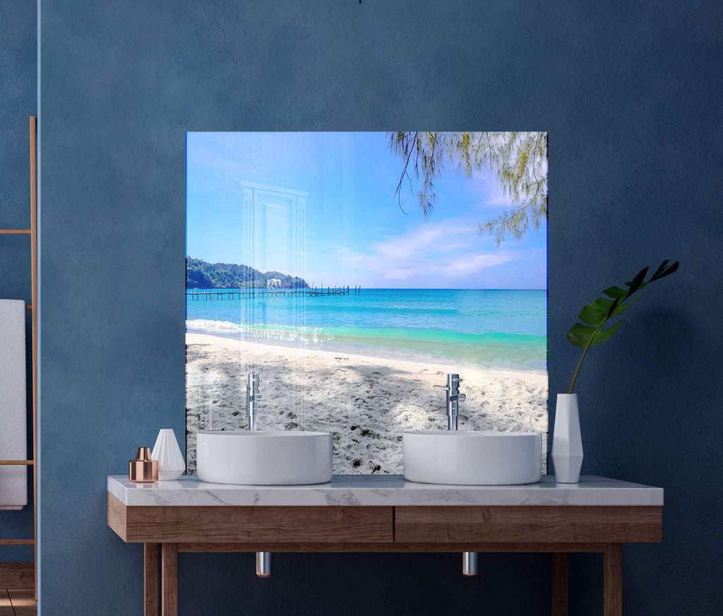 Serene Beach Pier Wall Art – Tempered Glass Kitchen Backsplash-BacksplashArtworks