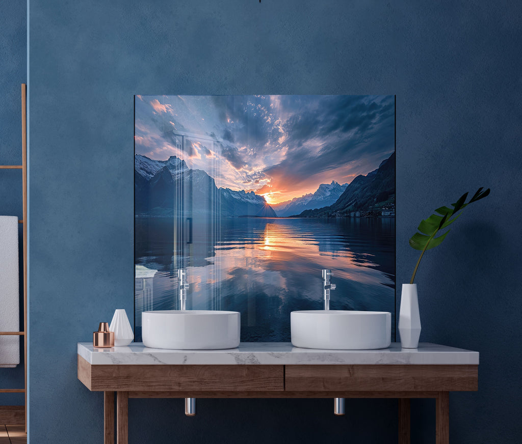 Majestic Mountain Sunset Wall Art – Tempered Glass Kitchen Backsplash-BacksplashArtworks
