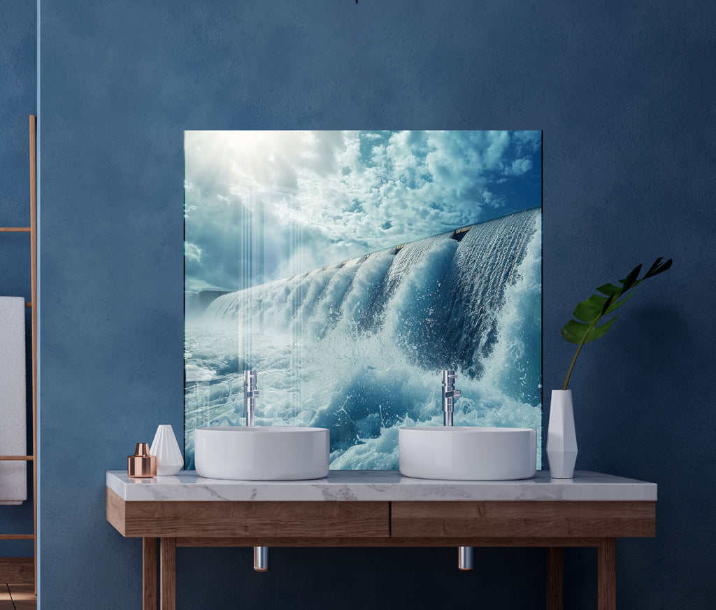 Majestic Waterfall Power Wall Art - Tempered Glass Kitchen Backsplash-BacksplashArtworks