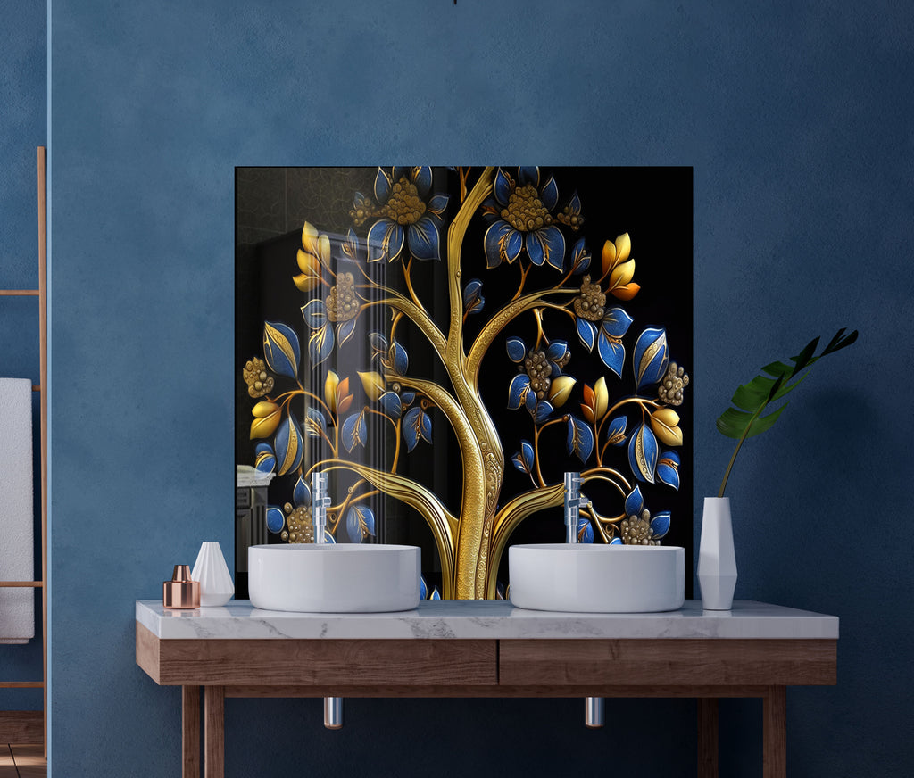 Royal Tree of Life - Glass Kitchen Backsplash-BacksplashArtworks