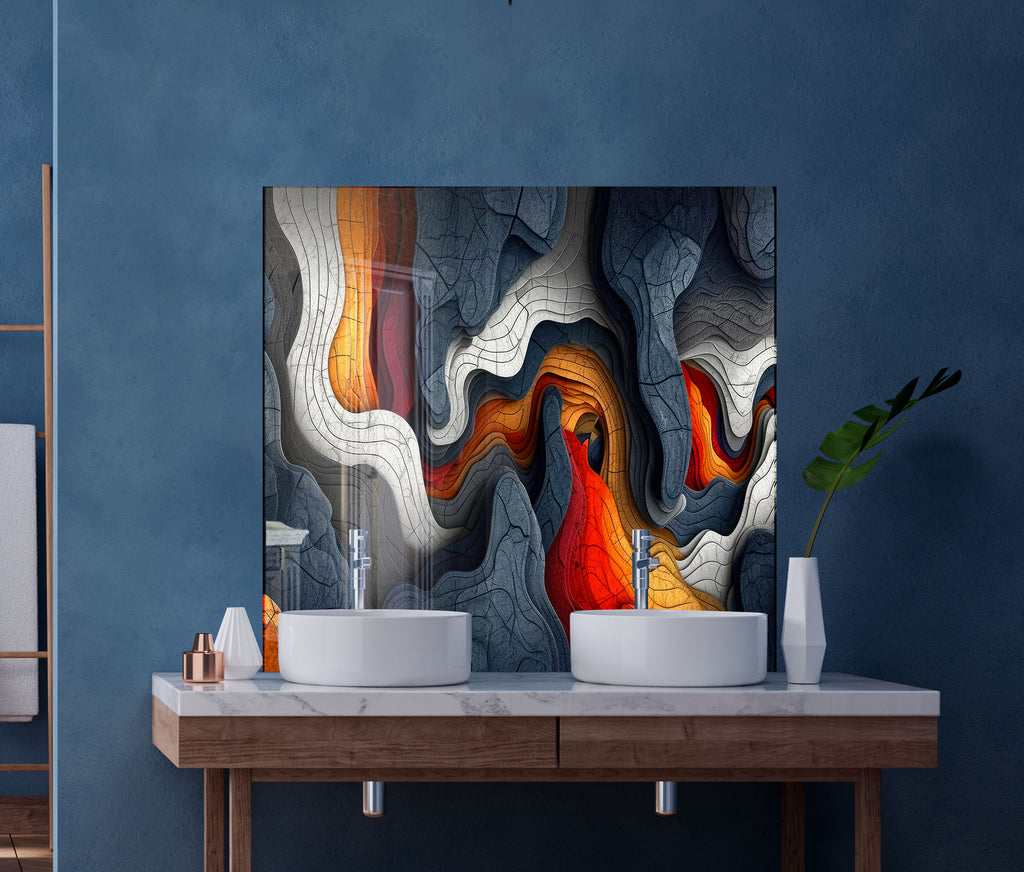 Abstract Tempered Glass Backsplash-BacksplashArtworks