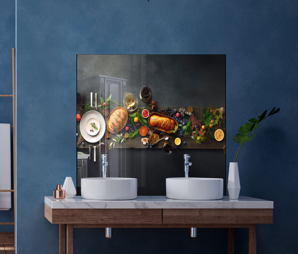 Gourmet Feast – Glass Kitchen Backsplash-BacksplashArtworks