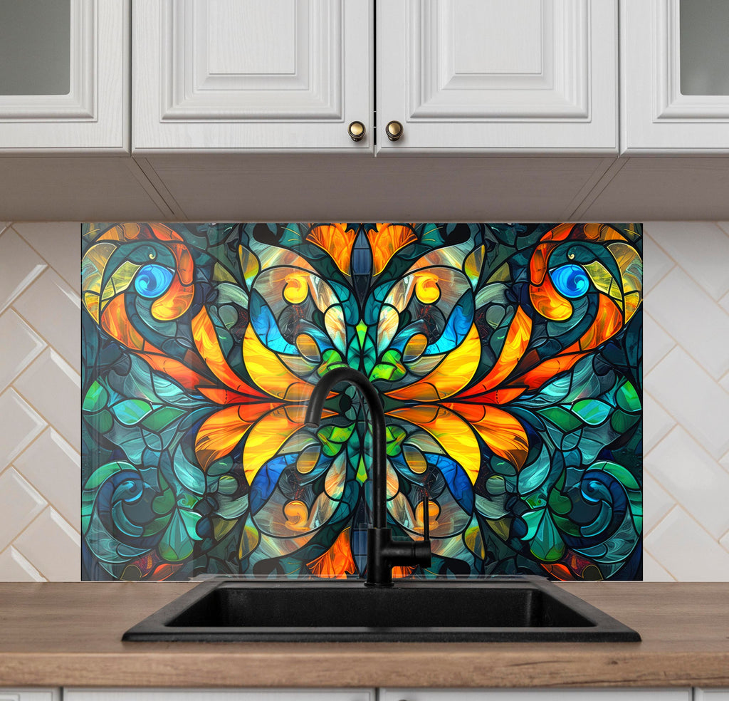 Radiant Stained - Glass Kitchen Backsplash-BacksplashArtworks