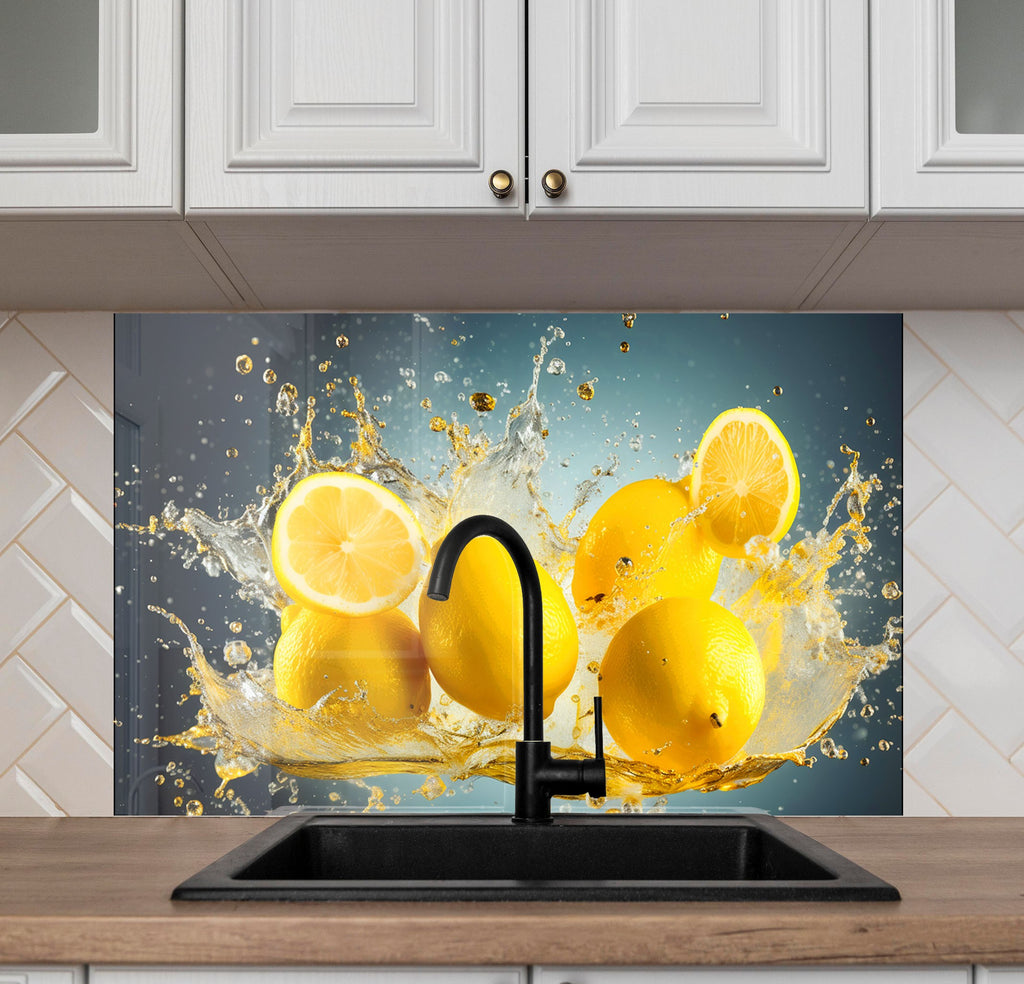 Lemon Splash Glass Kitchen Backsplash – Refreshing Citrus Design-BacksplashArtworks