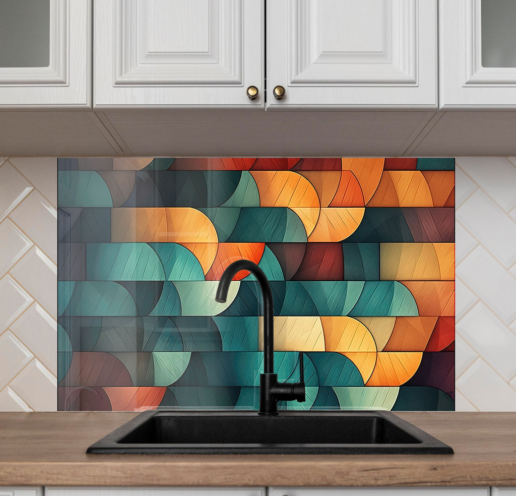 Copper Tulip Symphony - Glass Kitchen Backsplash-BacksplashArtworks