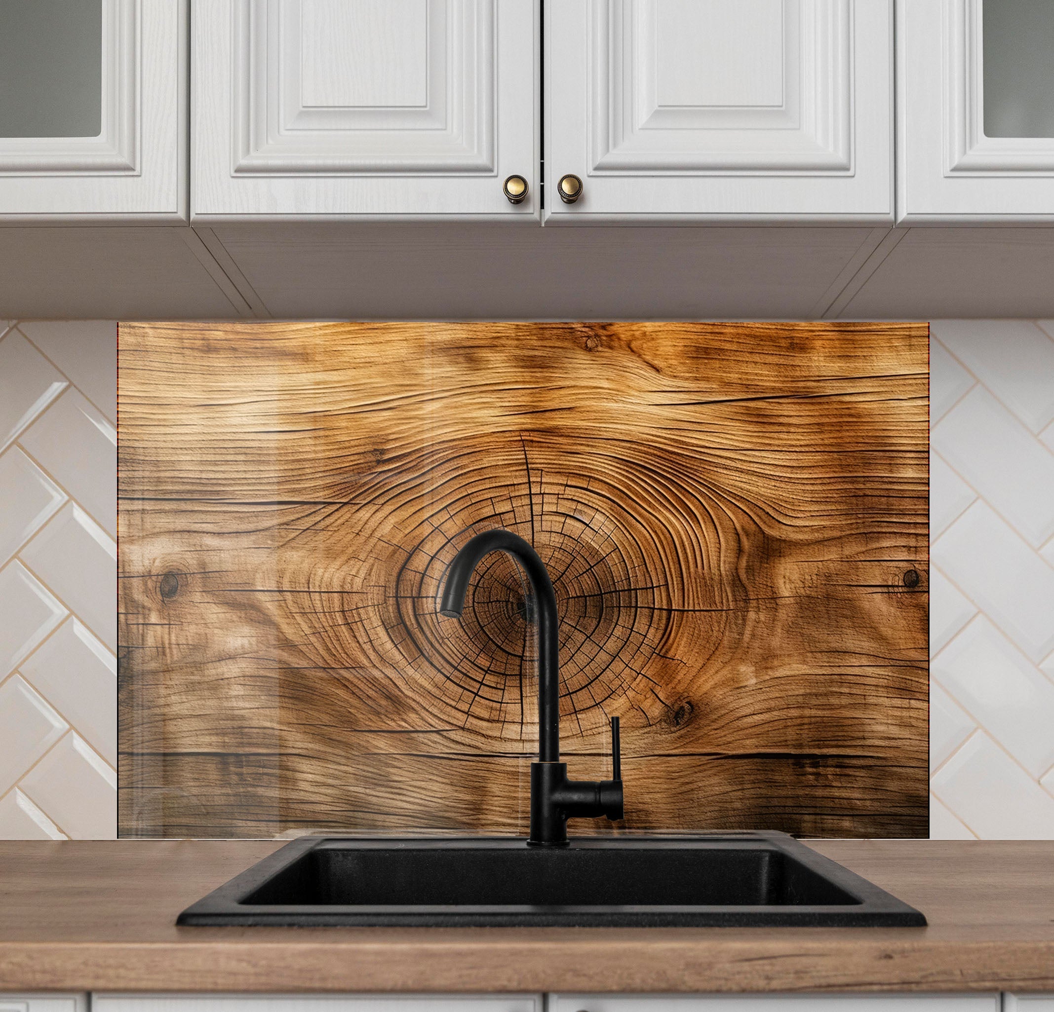 Natural Wood Grain Glass Backsplash | Backsplash Artworks ...