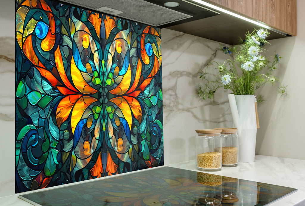 Radiant Stained - Glass Kitchen Backsplash-BacksplashArtworks