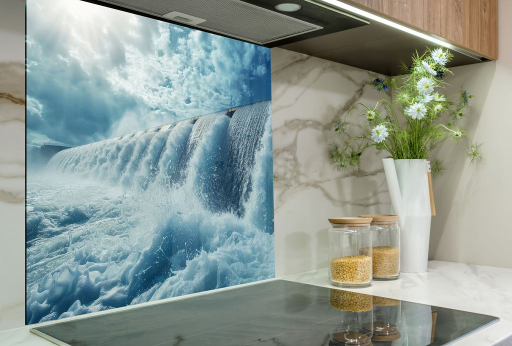 Majestic Waterfall Power Wall Art - Tempered Glass Kitchen Backsplash-BacksplashArtworks