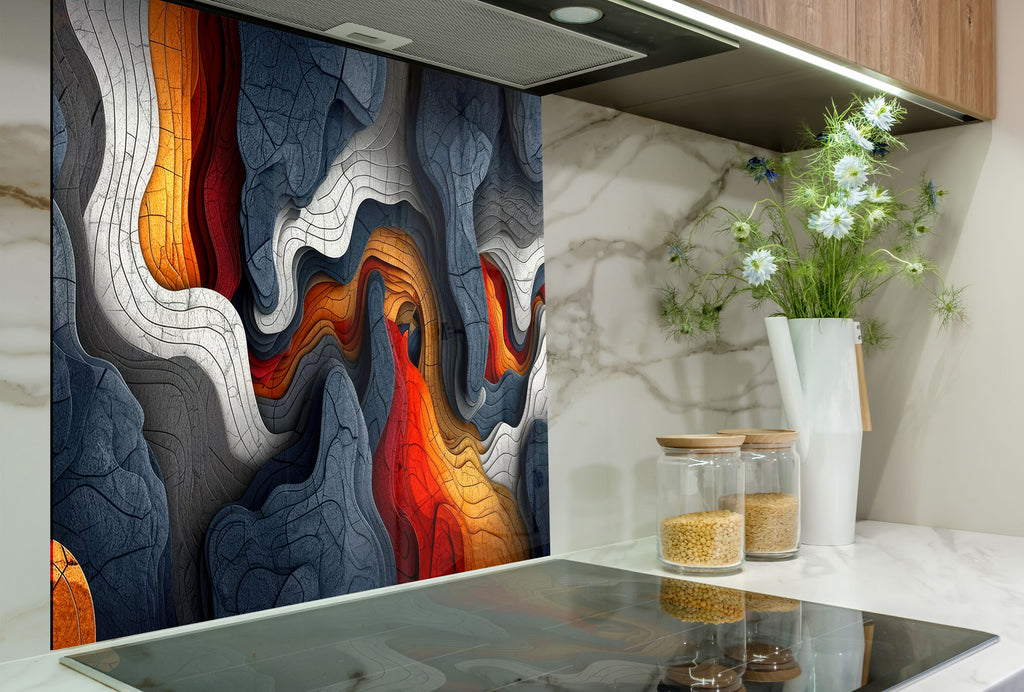 Abstract Tempered Glass Backsplash-BacksplashArtworks