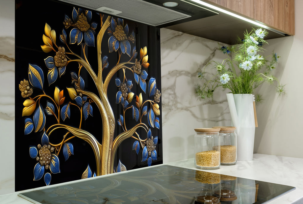 Royal Tree of Life - Glass Kitchen Backsplash-BacksplashArtworks