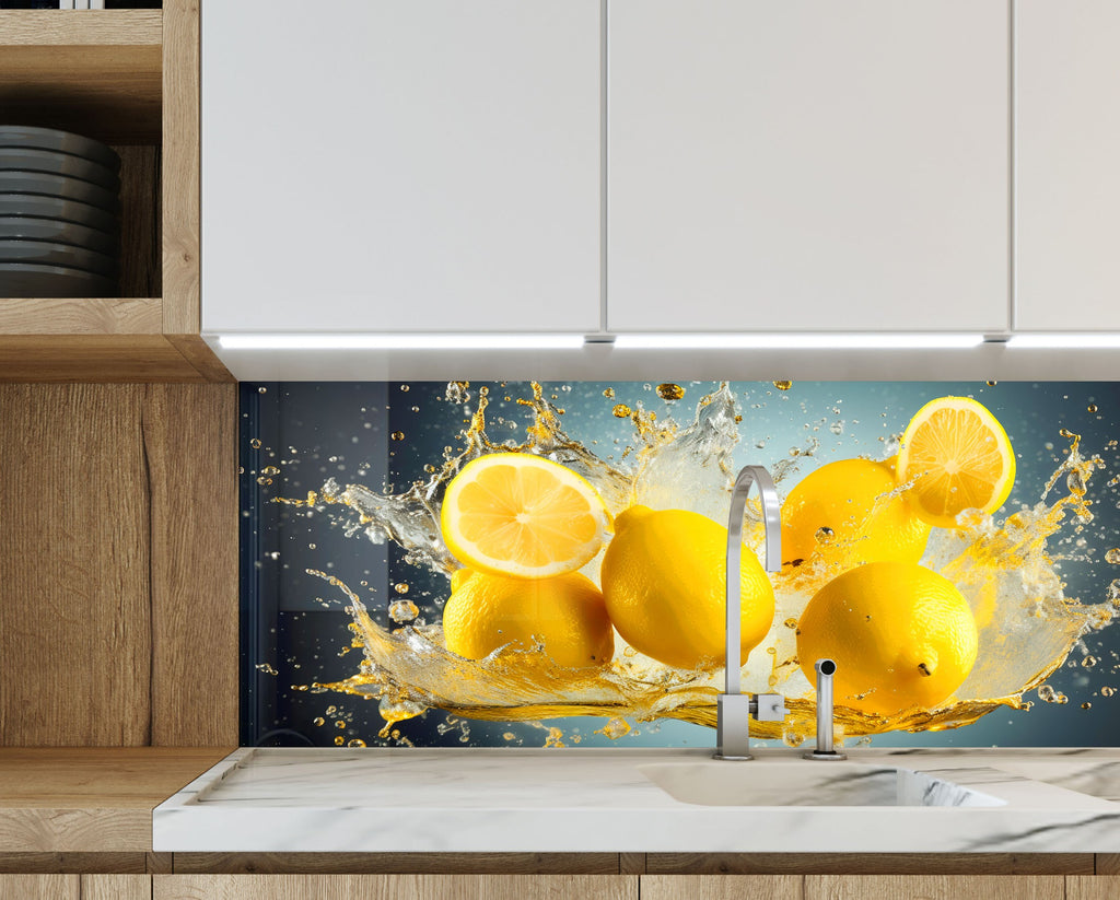 Lemon Splash Glass Kitchen Backsplash – Refreshing Citrus Design-BacksplashArtworks