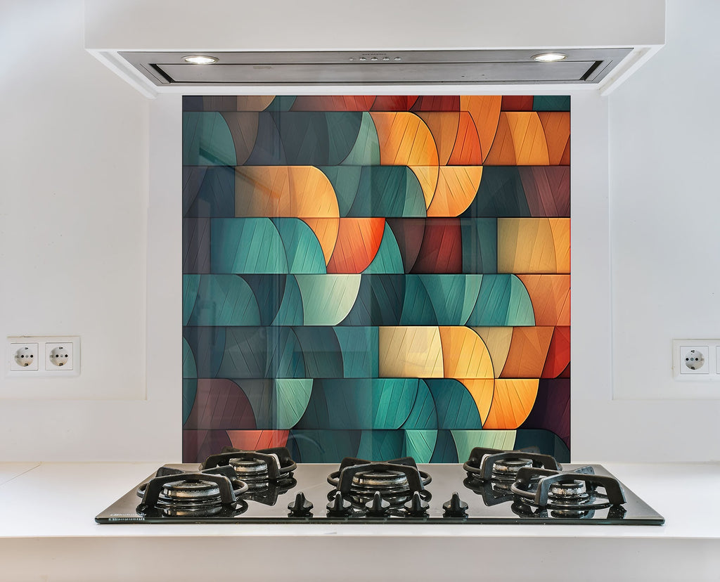 Copper Tulip Symphony - Glass Kitchen Backsplash-BacksplashArtworks