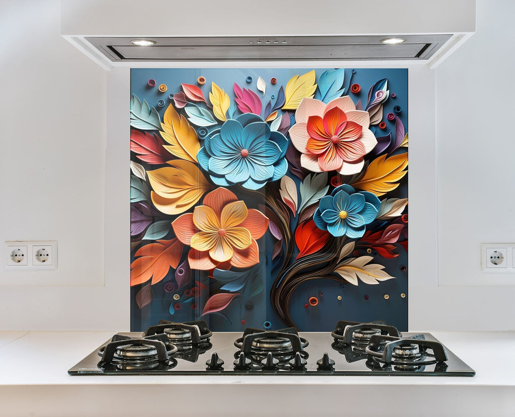Autumn Bloom Artwork - Glass Kitchen Backsplash-BacksplashArtworks