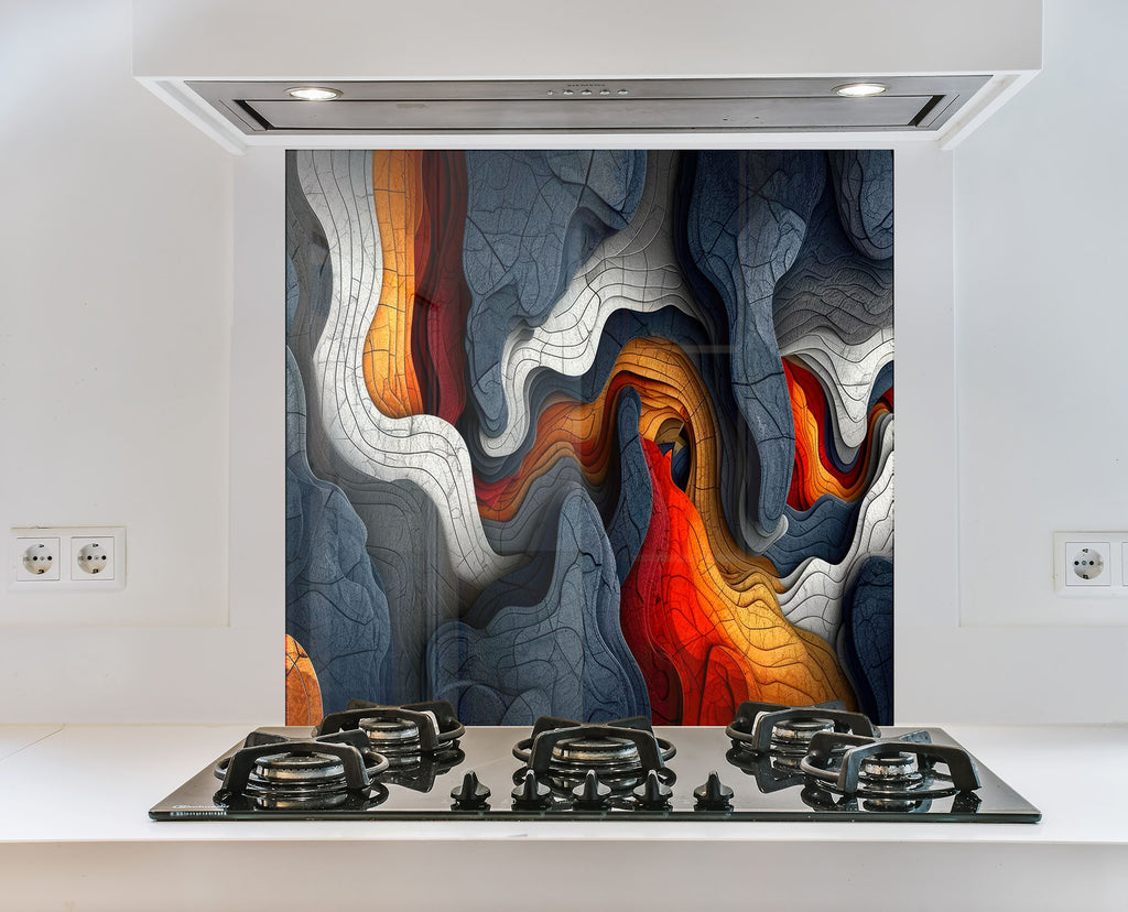 Abstract Tempered Glass Backsplash-BacksplashArtworks