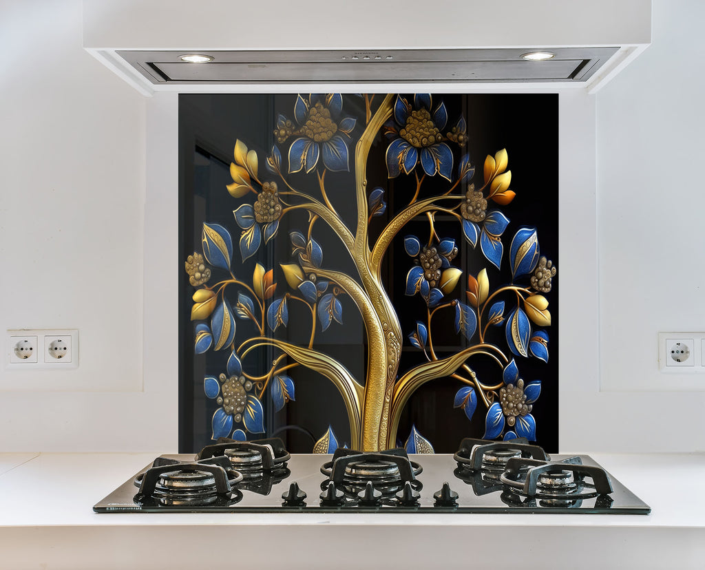 Royal Tree of Life - Glass Kitchen Backsplash-BacksplashArtworks