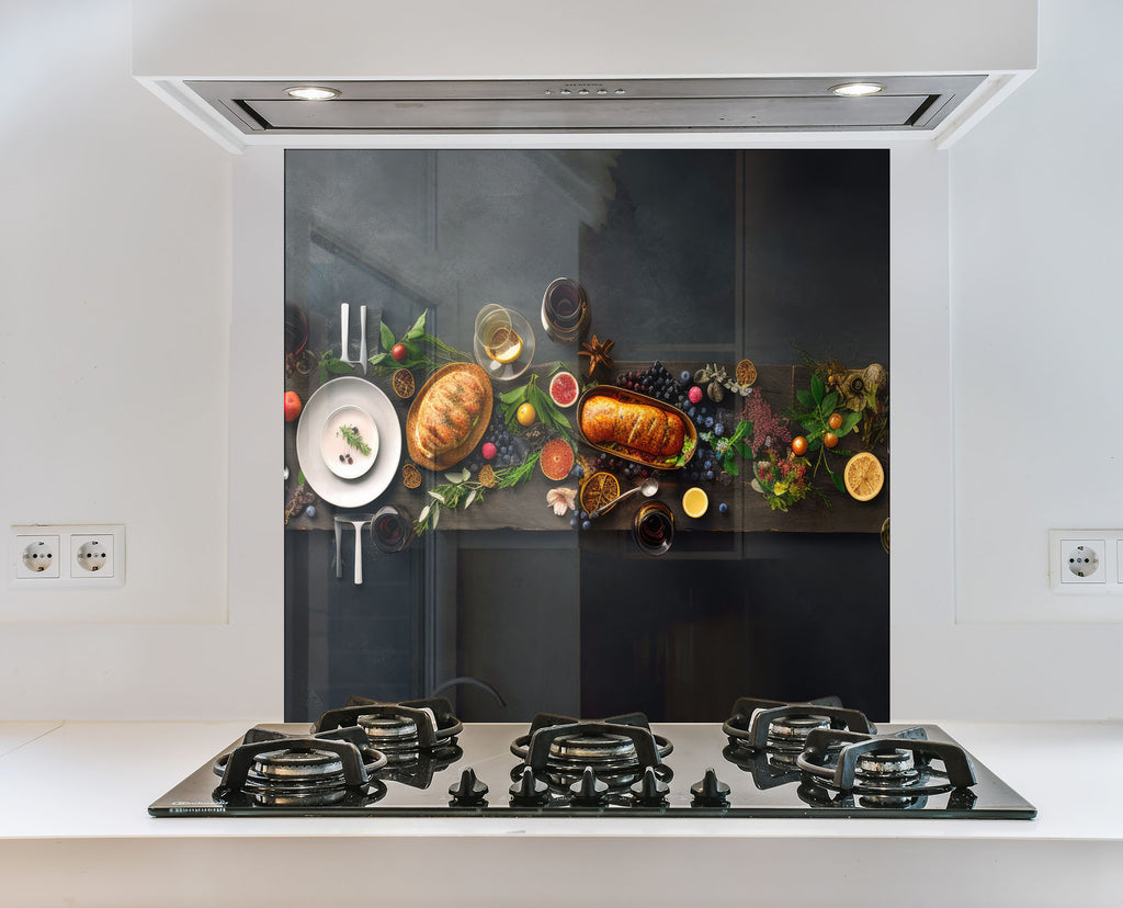 Gourmet Feast – Glass Kitchen Backsplash-BacksplashArtworks