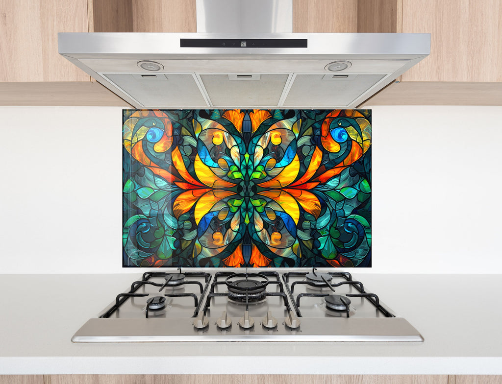 Radiant Stained - Glass Kitchen Backsplash-BacksplashArtworks