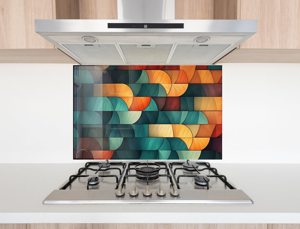 Copper Tulip Symphony - Glass Kitchen Backsplash-BacksplashArtworks