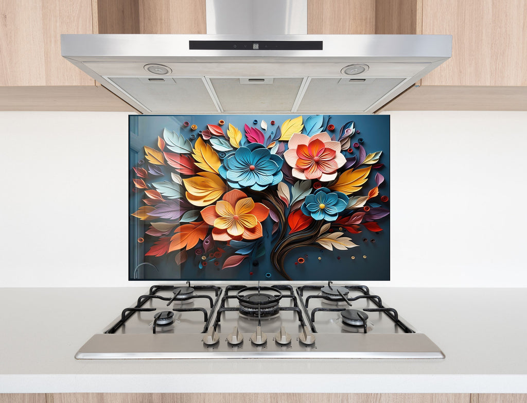 Autumn Bloom Artwork - Glass Kitchen Backsplash-BacksplashArtworks