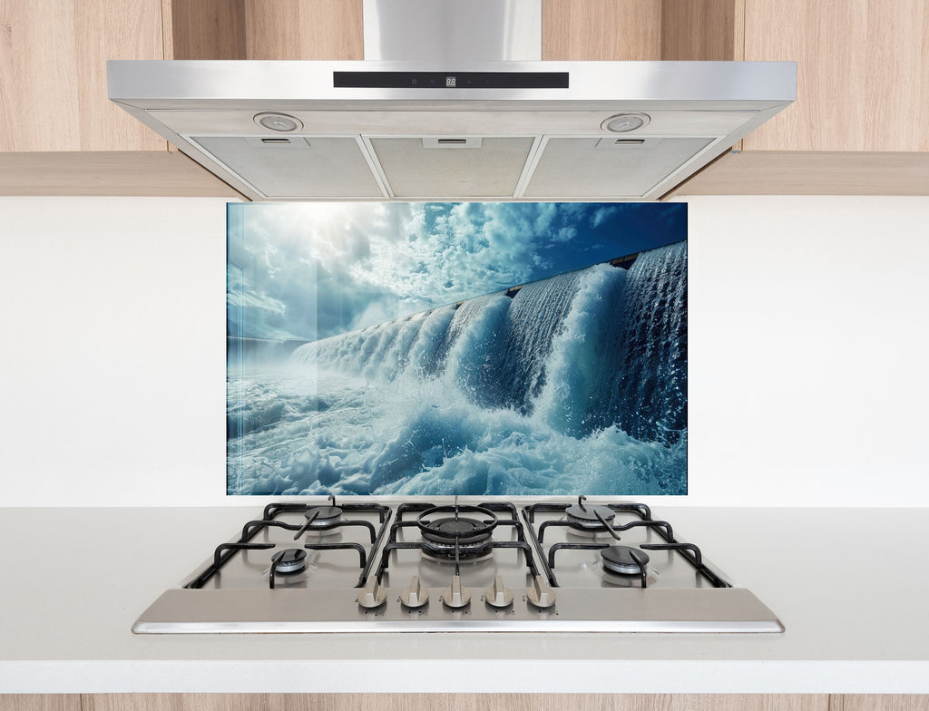 Majestic Waterfall Power Wall Art - Tempered Glass Kitchen Backsplash-BacksplashArtworks